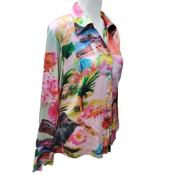Silk Club Collection Button Down Silk Blouse Women's Size M Medium - Picture 2 of 10